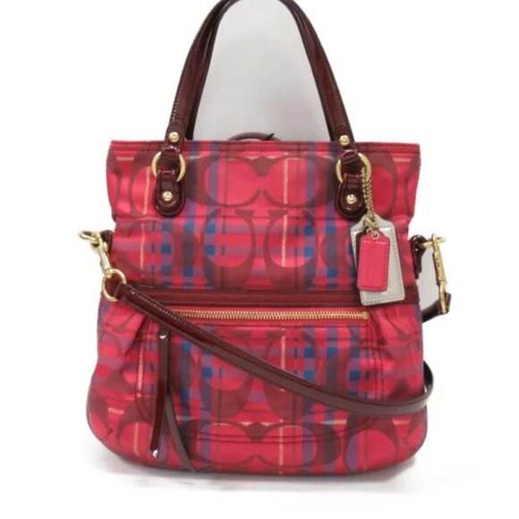 Like New Rare Coach Poppy Tartan Foldover Shoulder Bag or Cossbody Bag Purse - Picture 1 of 16